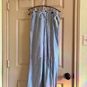 Casual Blue Striped Straight Leg Pants